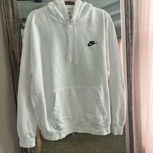Nike Classic White Hoodie with Black Logo